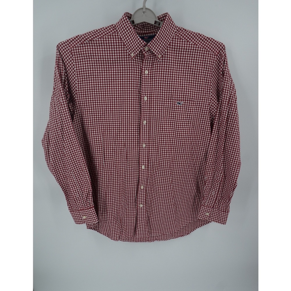 Vineyard Vines Slim Fit Tucker Shirt Men XL Red White Gingham Cotton Button Down